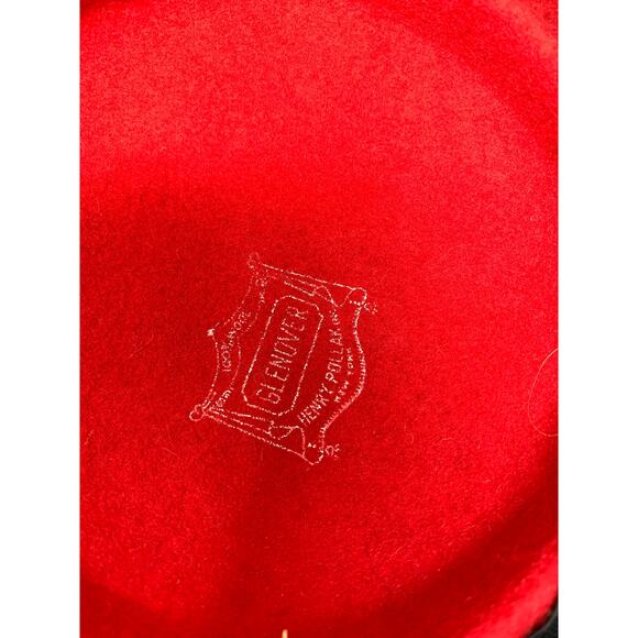 Vintage Glenover Henry Pollak Red Wool Felt Hat Womens Mid Century Bow Holiday - Picture 6 of 7